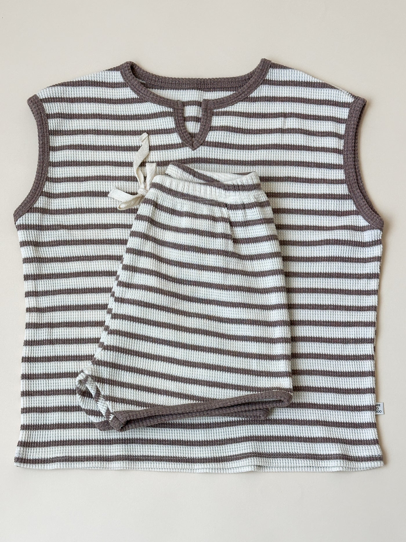 Stripe Waffle Short Set