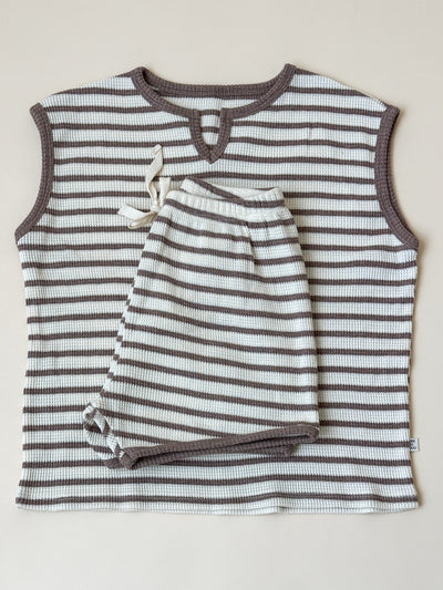 Stripe Waffle Short Set