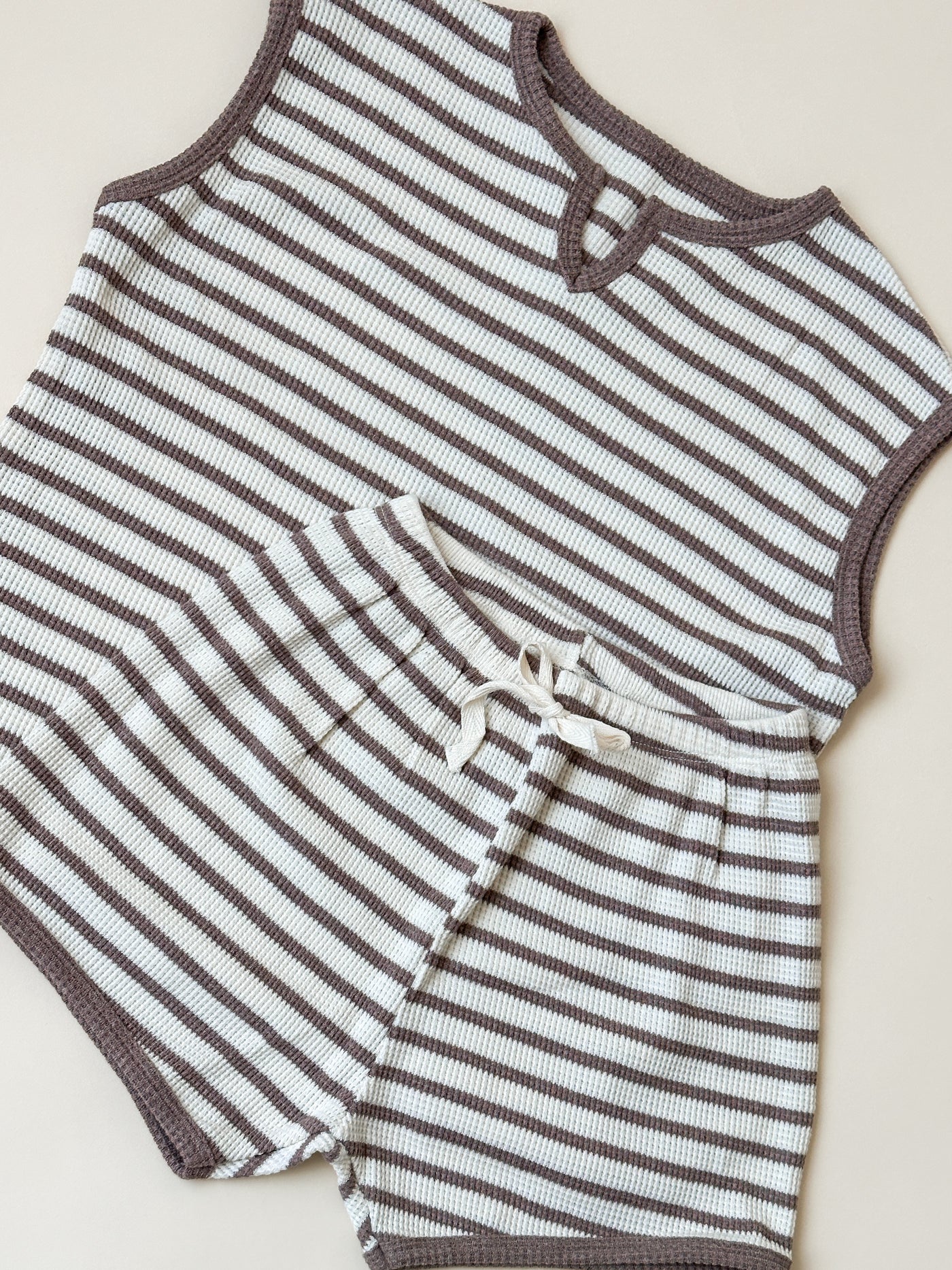 Stripe Waffle Short Set