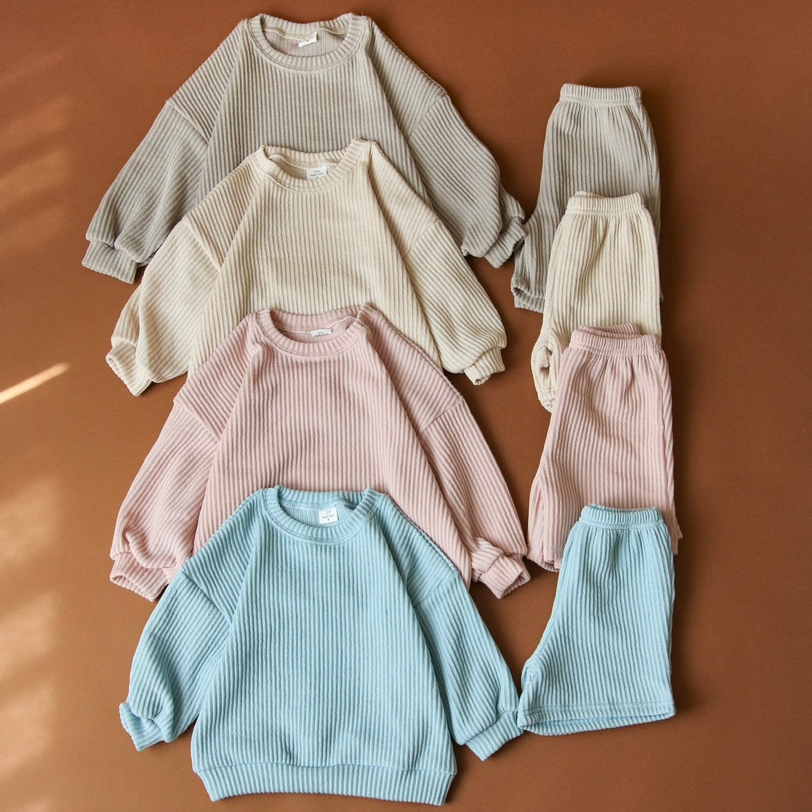 Ribbed Knit Sweatshirt Set