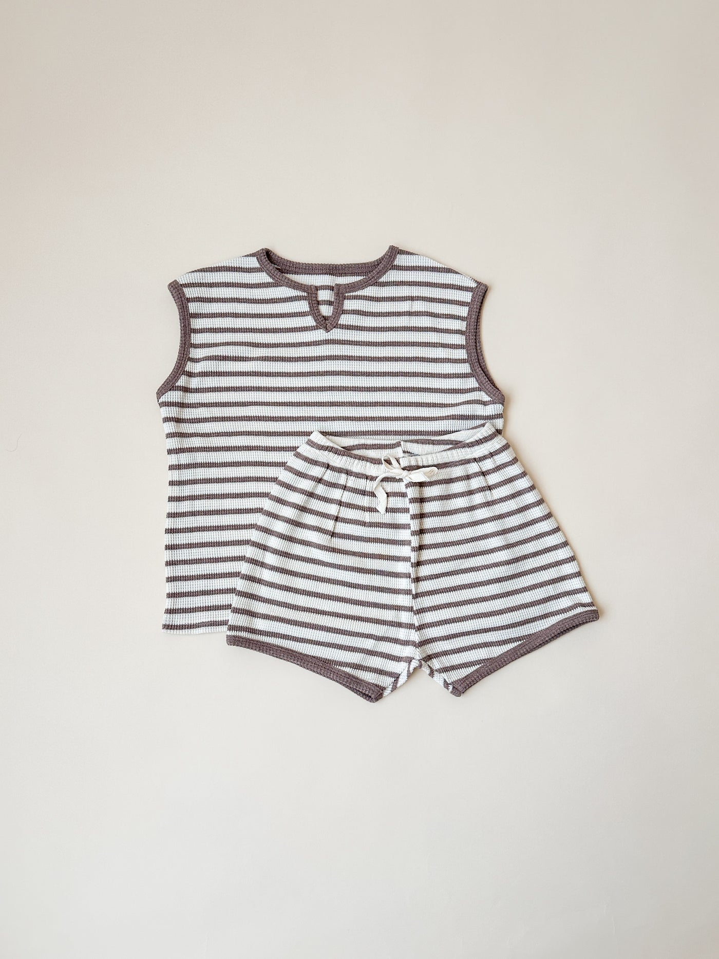 Stripe Waffle Short Set