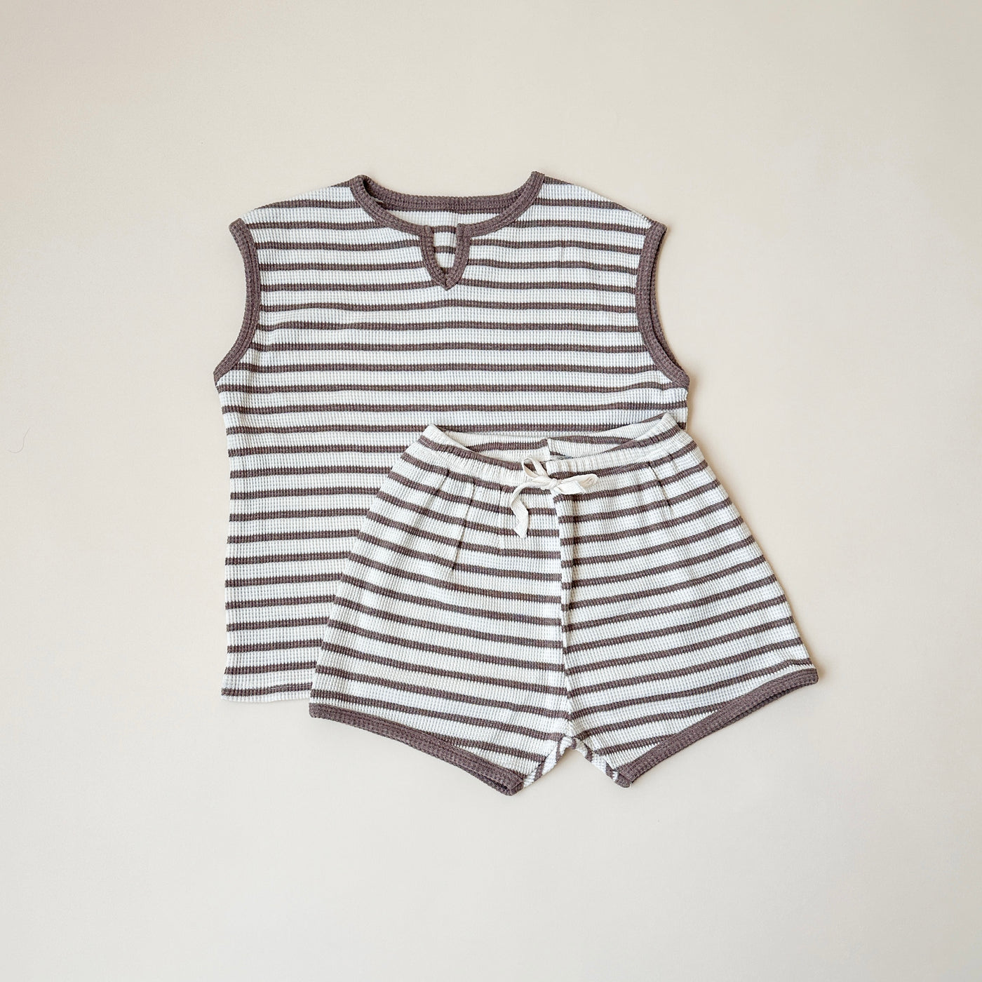 Stripe Waffle Short Set