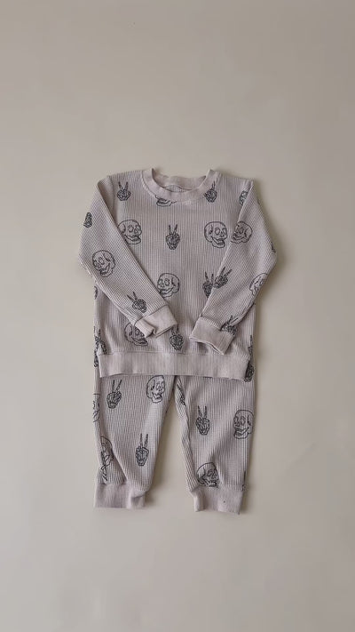 Skull Waffle Pants Set